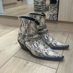 Anine Bing snakeskin booties, size 37